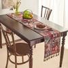 Table Flag Red Jacquard Tea Flag Fringed Ethnic Style Geometric Tv Cabinet Coffee Table Long Cover Decoration
