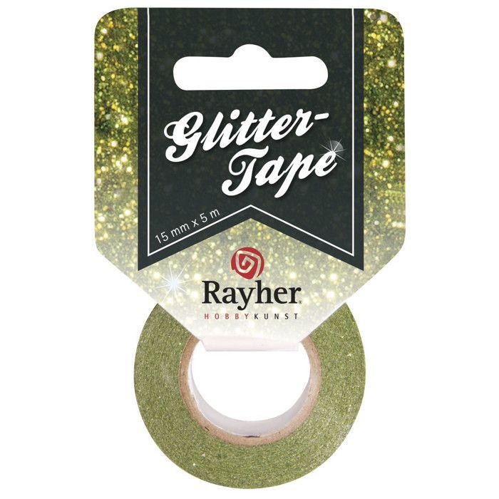 Masking tape pailleté - BANDE SCINTILLANTE - Vert éternel - 15mm x 5m - Pour loisir créatif