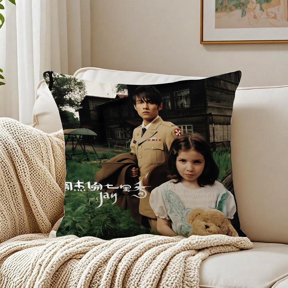 Chinese Pop JJay Chou Album Cover Cushion Cover Linen Pillowcase Soft for Sofa Bed Home Room Decor