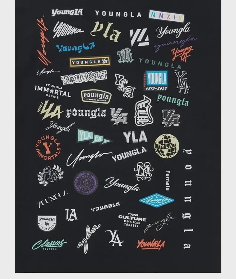 Мужская футболка свободного кроя YOUNG LA из хлопка — летний принт на всю спину, короткие рукава, круглый вырез, повседневный спортивный топ для фитнеса