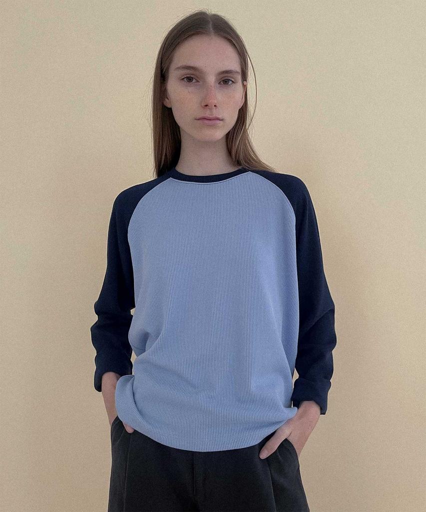 STUDIO SALT Emma Raglan Cotton T-Shirt_Sky Blue