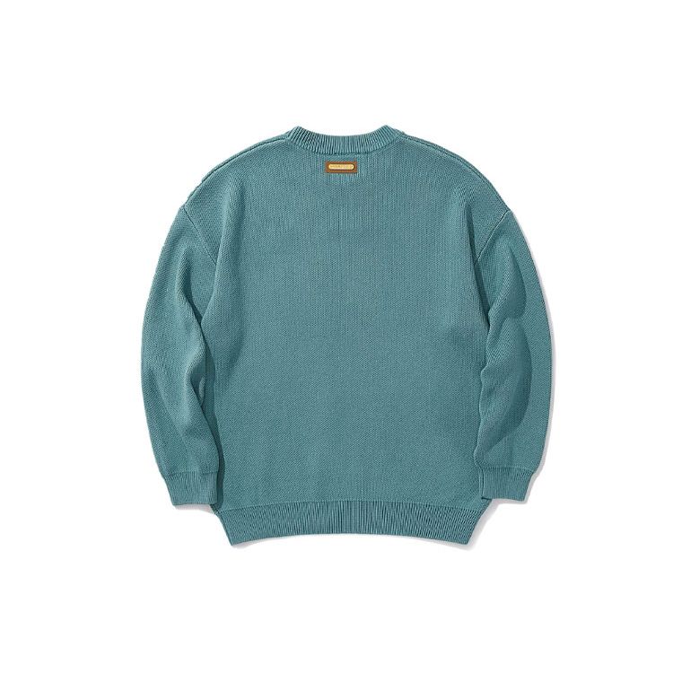 Li Ning Badfive Series Jiangzuo Fengliu Print Round Neck Loose Knit Sweater Men Sweater Green AMBR085-3