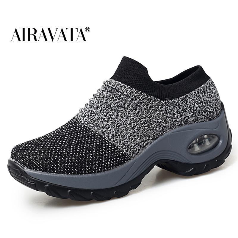 Fashion Women Casual Sneakers Mesh Platform Slip-on Air Cushion Sport Shake Shoes