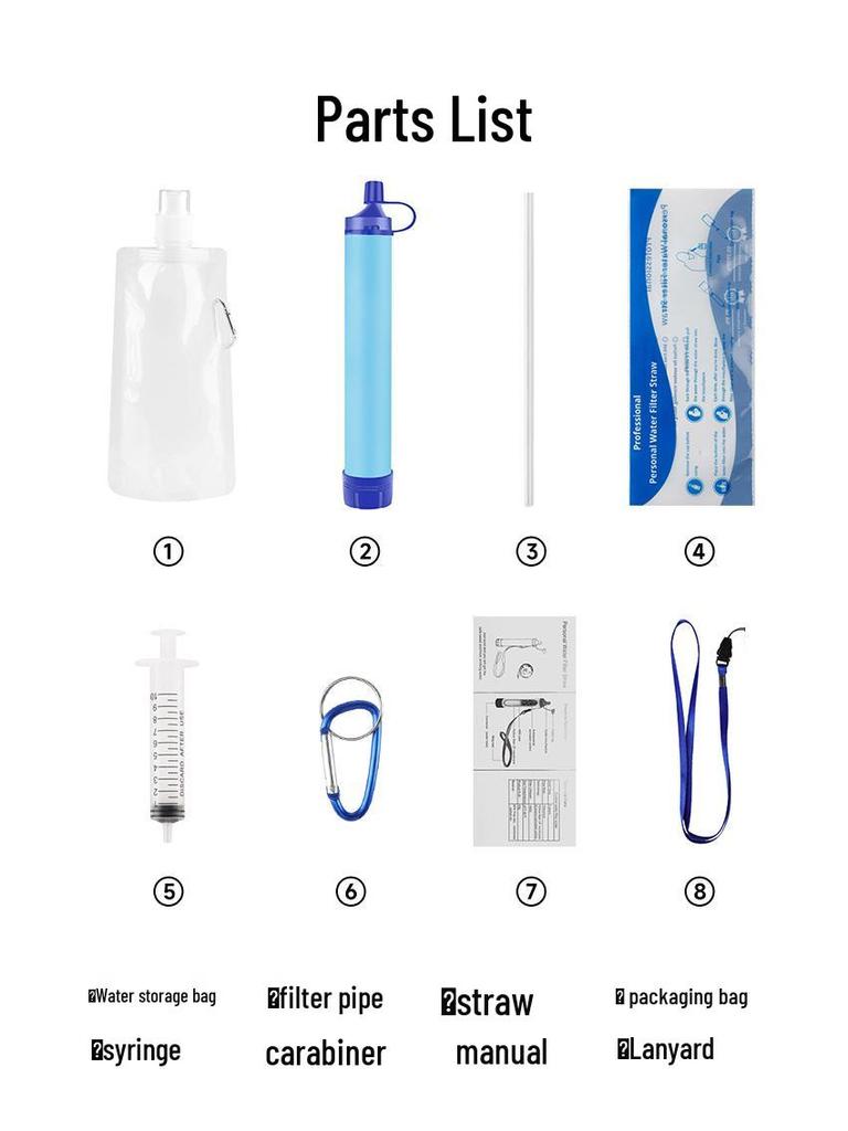 Portable Outdoor Water Purification Straw for Single-Person Use – Emergency Filtration & Sterilization Ideal for Camping