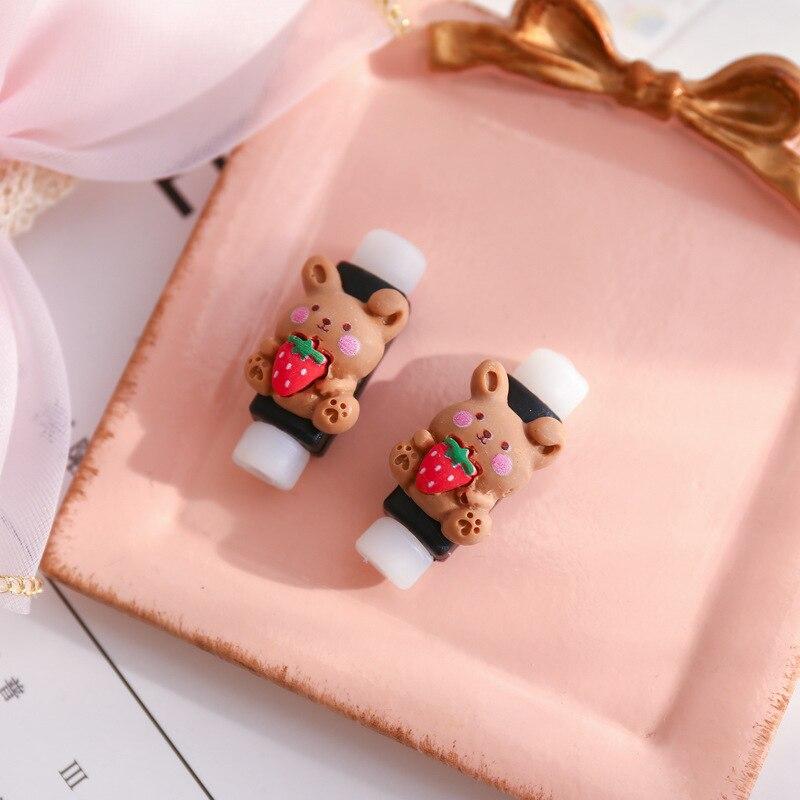 2 шт., защита для смотки кабеля зарядного устройства, белый медведь, мультяшная заставка, защитный чехол для линии передачи данных, чехол для шнура наушников, чехол, органайзер для проводов