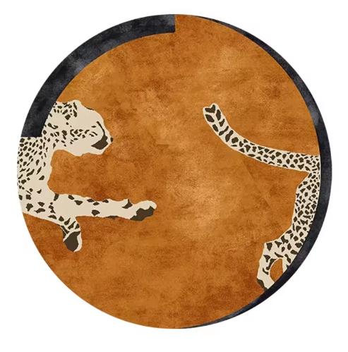 Round Carpet Leopard Tiger Pattern Bedroom Living Room Non Slip Mat Home Wear Resistant and Stainproof Rug Home Decoration