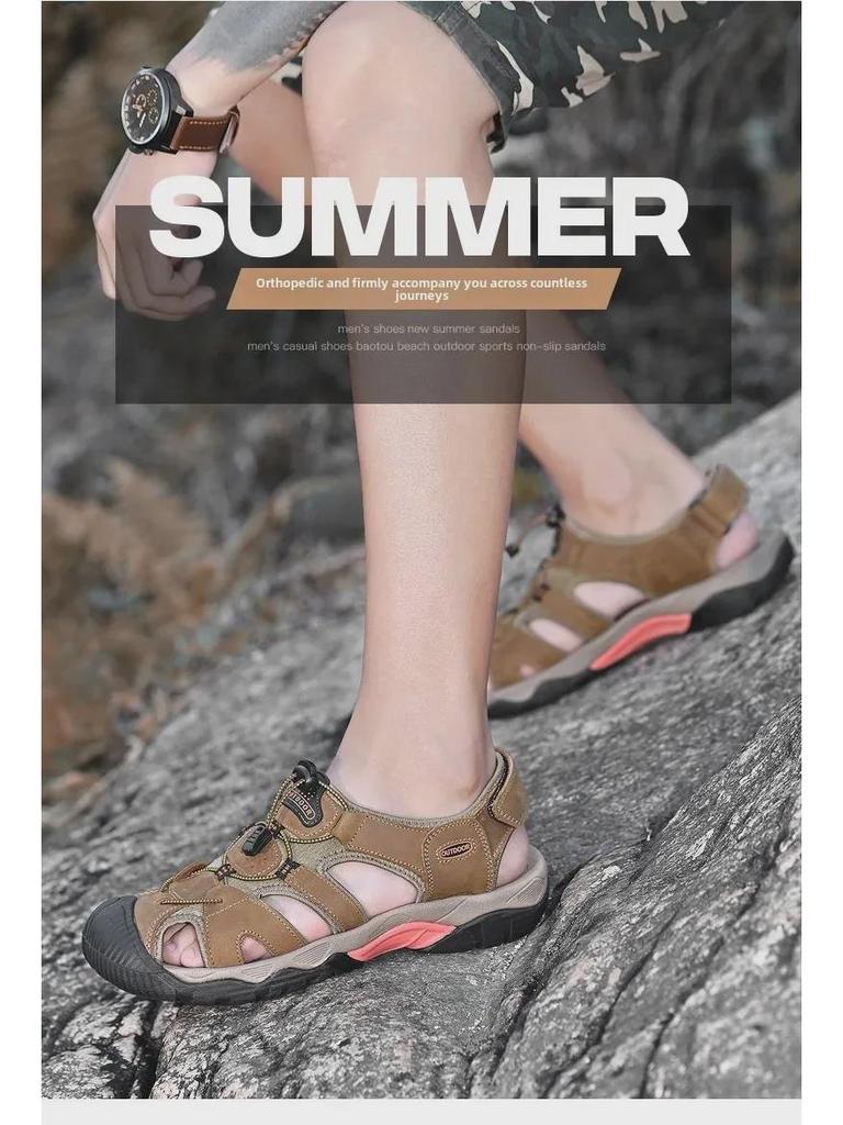 Мужские сандалии Cross-Border Large Leather Outdoor River