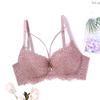 Однотонный кружевной бюстгальтер с цветочным принтом на бретельках, бюстгальтер с мягкой подкладкой на косточках, женское нижнее белье, чашка B