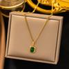 Retro Emerald Gem Pendant Necklace - High-End Designer Sweater Chain for Women