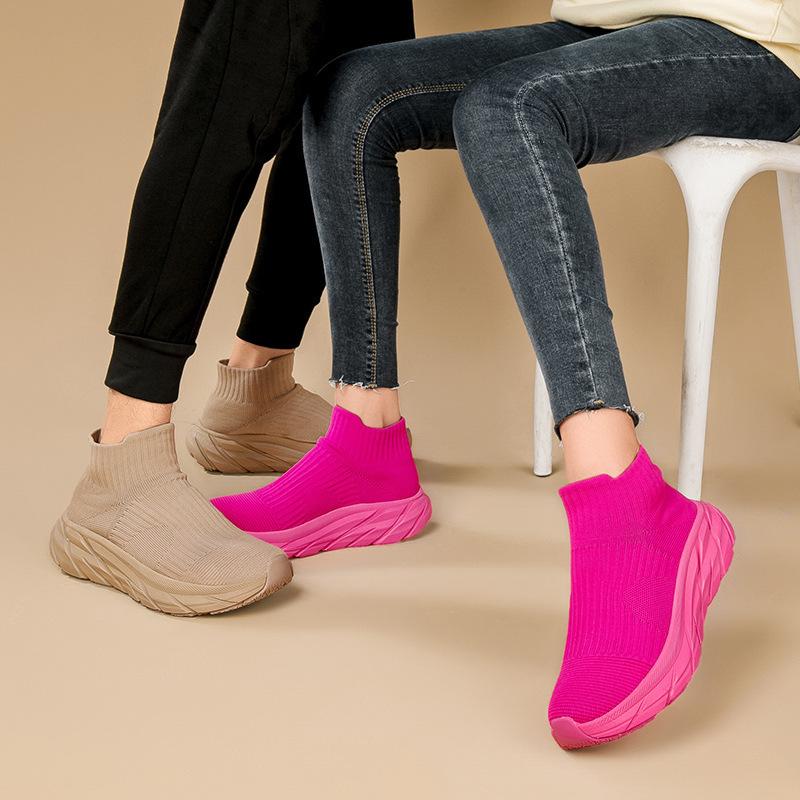 Новые зимние бархатные парные носки-кеды с высоким верхом на одной педали женские повседневные спортивные туфли