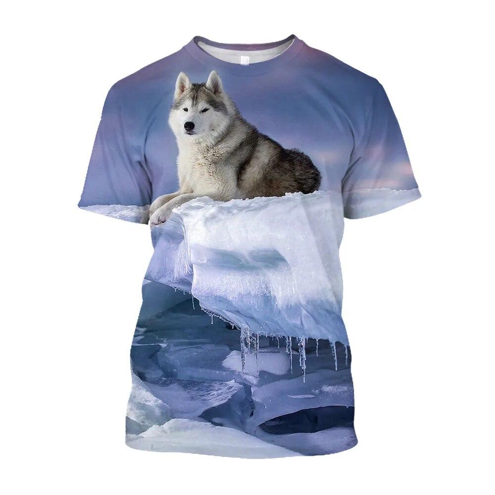 Russia Siberian Husky Printed T-shirts Cute Dog Casual Graphic T Shirt For Men Harajuku Fashion Clothing T-shirt