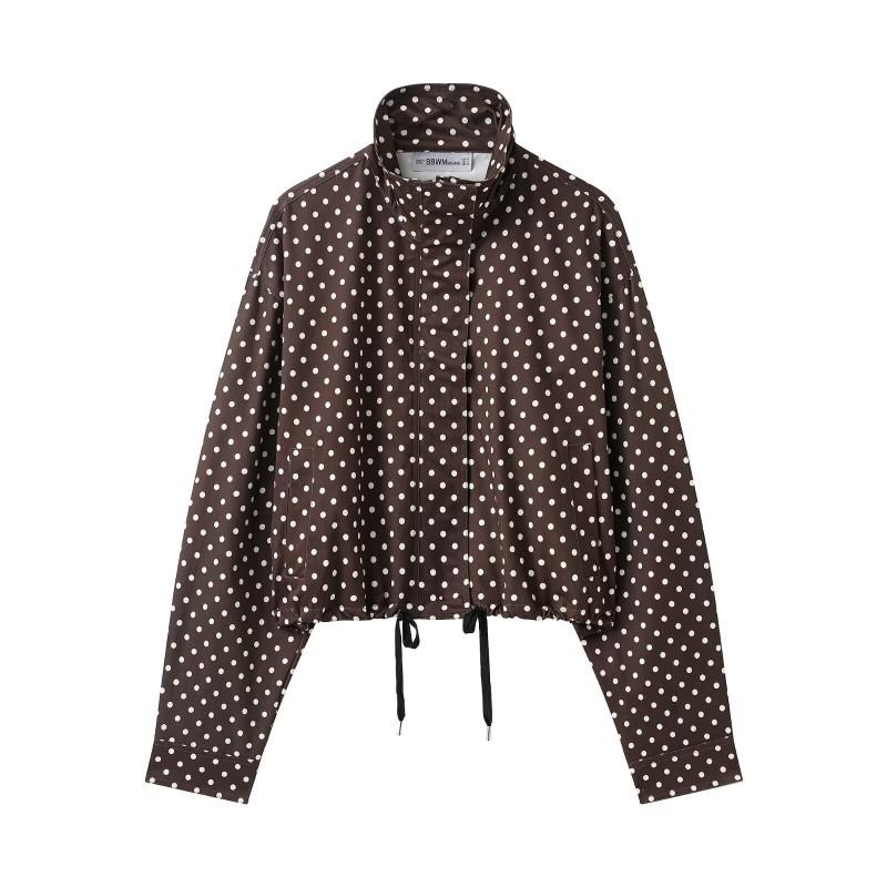 Polka Dot Drawstring Hooded Bubble Cotton Set Women Long Sleeve Casual Pants Outfit Streetwear