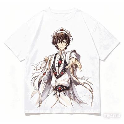 Футболка Code Geass личность Одежда Новая модель Аниме Футболка Круглогодичная одежда Большой размер Унисекс Уличная одежда Модная Для пар