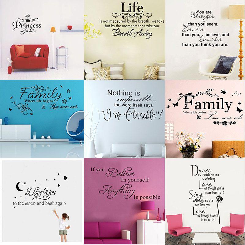 Elegant Vinyl Home Room Decor Art Quote Wall Decal Stickers Bedroom Removable Mural