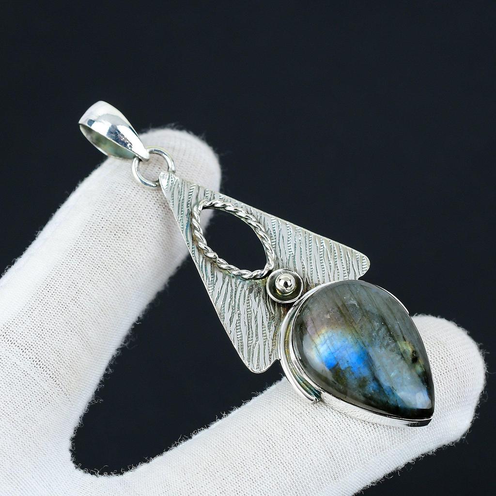 Подвеска из синего кричащего лабрадорита, украшения из натурального лабрадорита, ювелирные изделия из стерлингового серебра 925 пробы, ювелирная подвеска ручной работы, подвеска унисекс для подарка