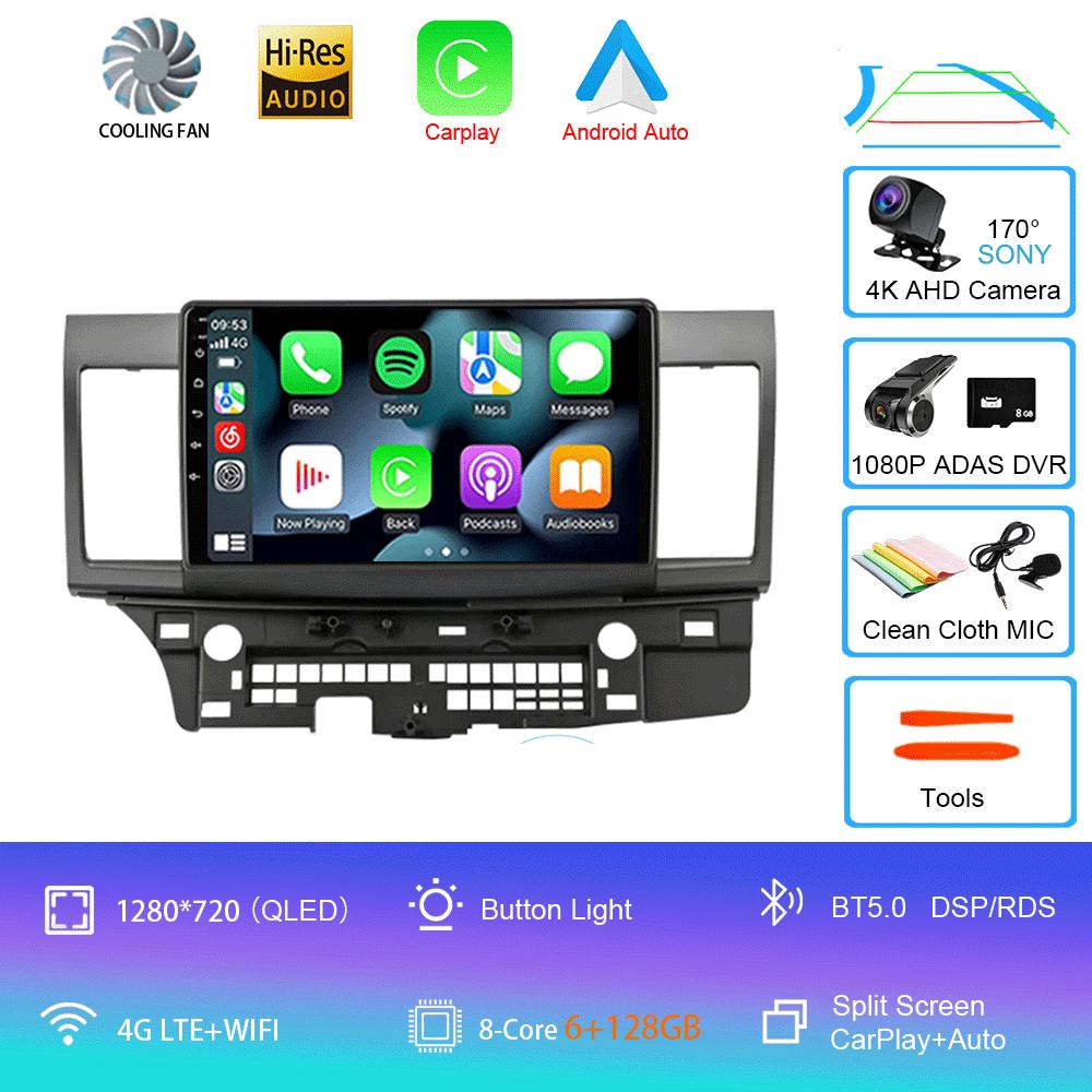 Для Mitsubishi Lancer 2007-2012 Android 14 4G Автомагнитола Автомагнитола Мультимедиа Видеоплеер Навигация GPS 2din 2 Din Carplay