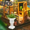2Pcs Mini Pillar Plant Pot 1:12 Scale Urn Planters Rustic Flower Holder Resin Dollhouse Accessories