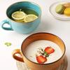 Керамическая миска для завтрака 700 мл, суповая кружка с крышкой и ложкой, пригодная для использования в микроволновой печи и духовке, большая вместительная суповая миска для овсяной лапши
