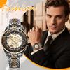 Automatic Skeleton Watch with Rotating Luminous Analog Stainless Steel Stylish Accessory Perfect for or As a Boyfriend Gift Men's Bezel Display,