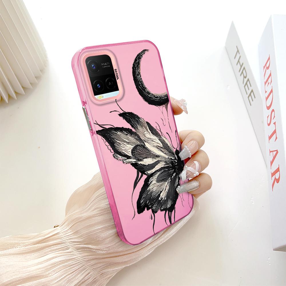 Окрашенный узор, красочный серебристый, двухсторонний, жесткий, противоударный чехол для телефона Vivo