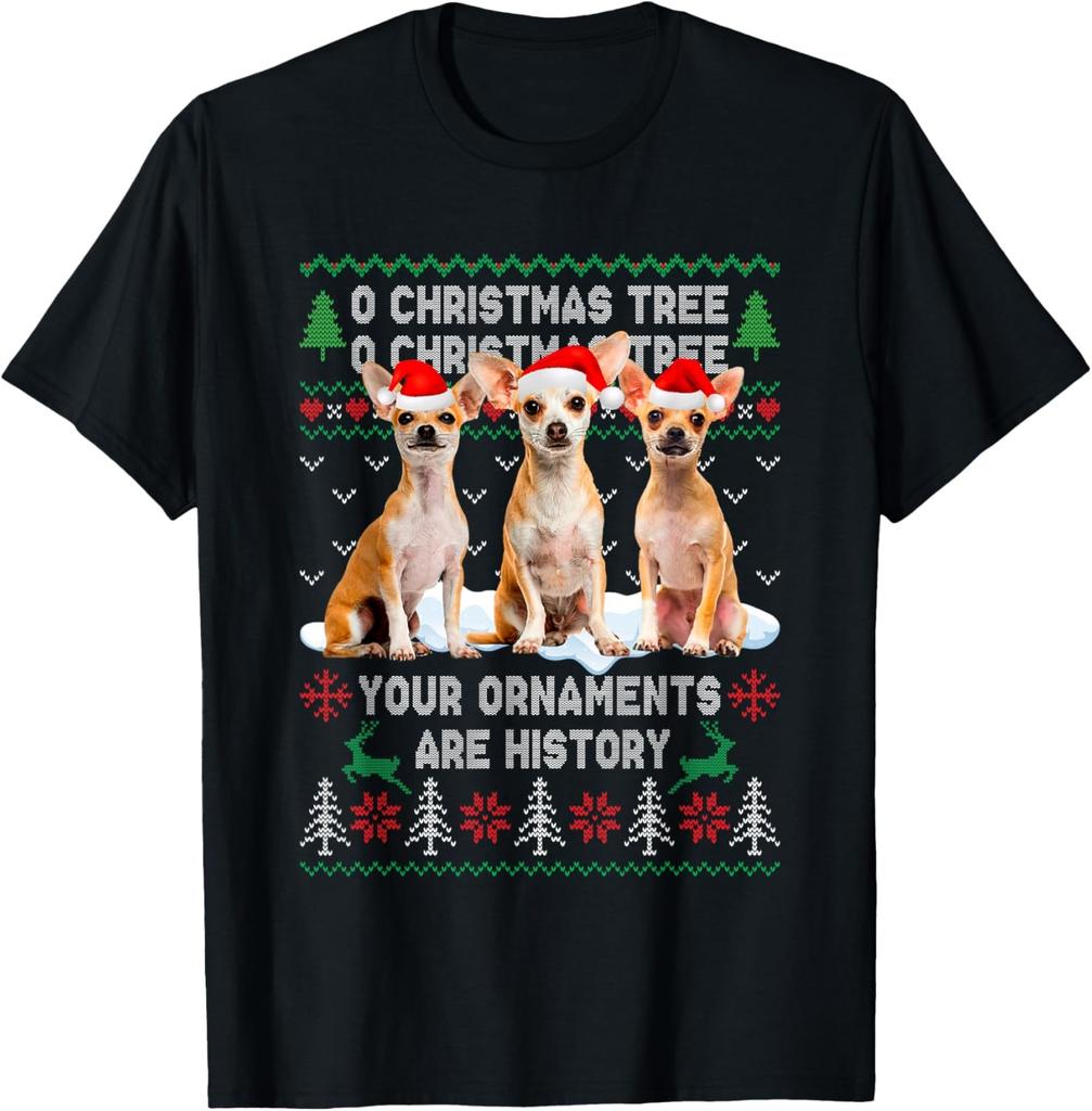 Cute Chihuahua Dog Oh Christmas Tree Ugly Xmas T-Shirt