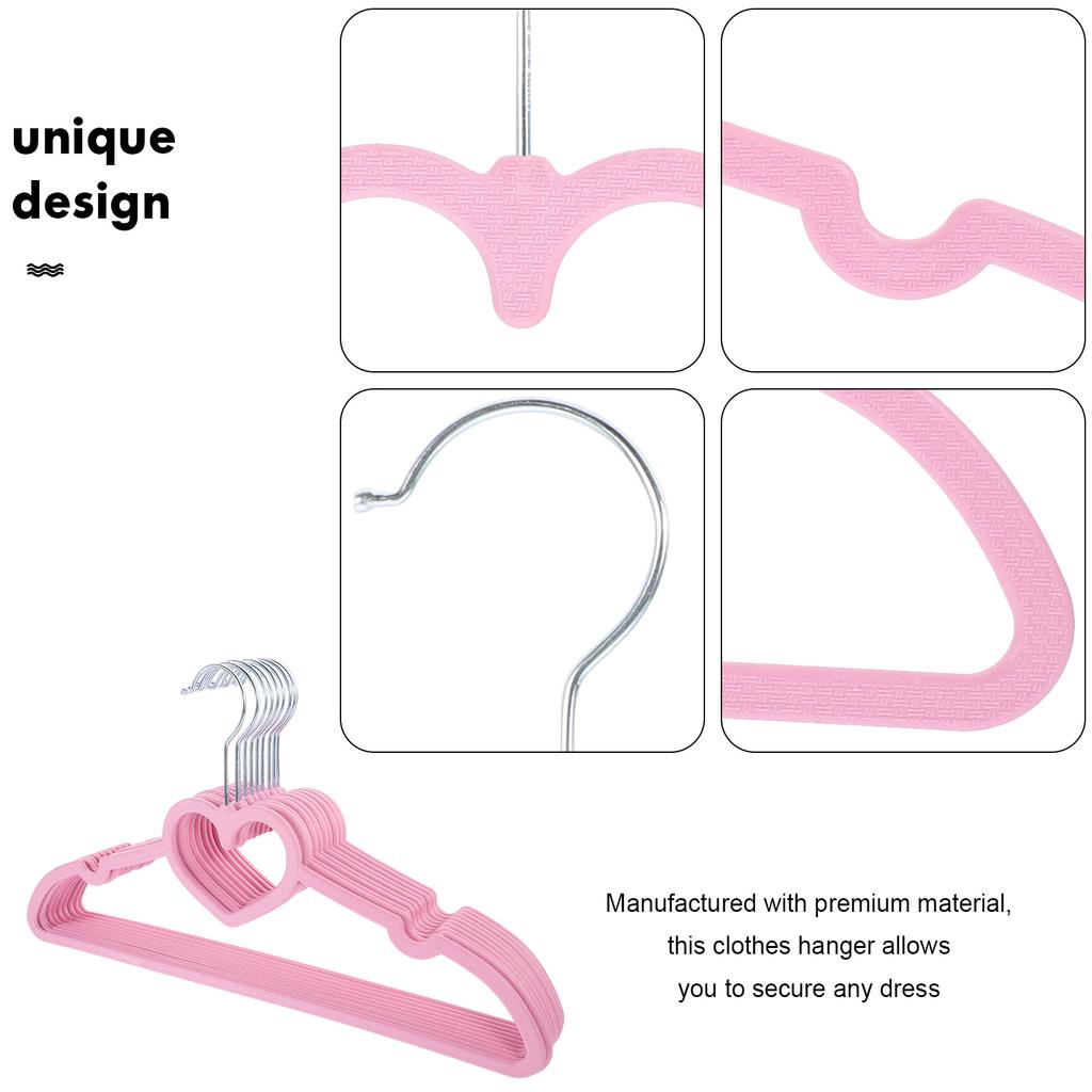 20 Pcs Heart Shaped Hanger Portable Bright Color Clothes Hanger Plastic Wardrobe Storage Home Ganization Non Slip Closet