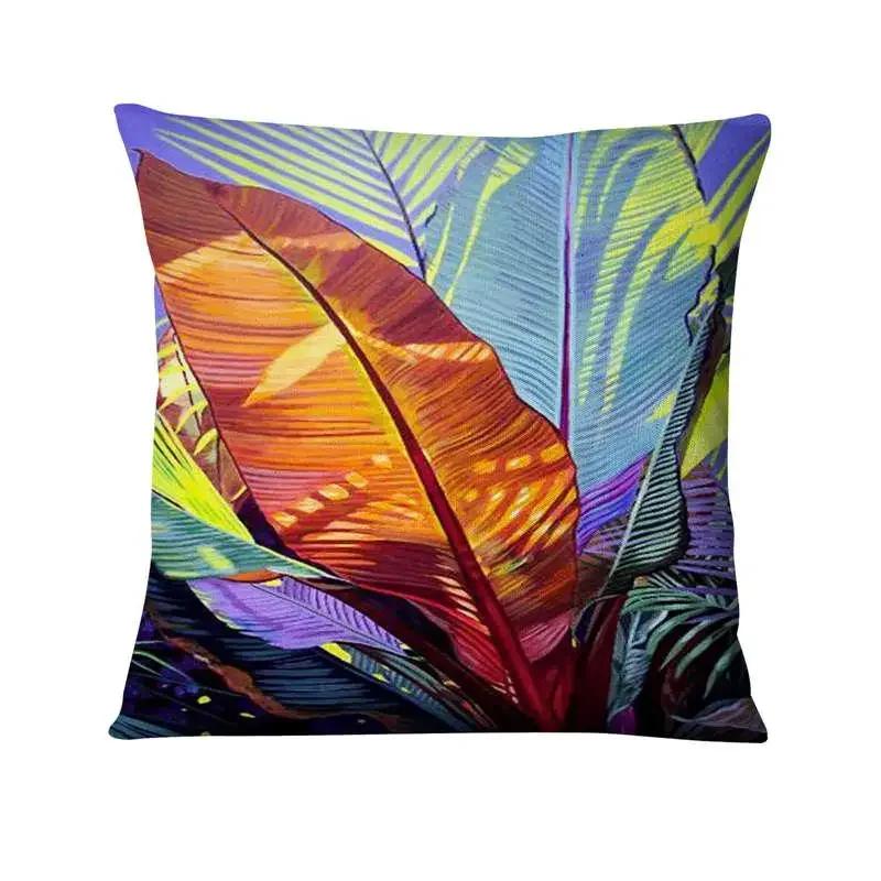 Green Plant Printed Cushion Cover Decorative Tropical Palm Leaf Pillow Case Living Room Bedroom Car Sofa Home Decora Pillowcase