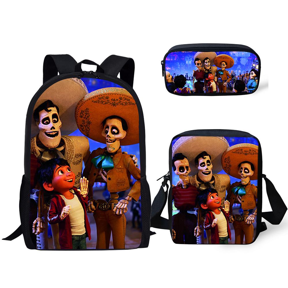 Популярный COCO Музыкальный Череп Узор 3D Печать 3 шт./Набор ученический Школьные Сумки Ноутбук Ежедневный Рюкзак Наклонная сумка через плечо Пенал
