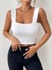 Square Neck Tank Top Wide Shoulder Straps Crop Tops Women Summer Camis Solid Color Camisole Fashion Tube Female Sleeveless Cropped Vest Y2K Clothes