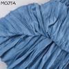 MOJTA Women's Mid-length Skirt Spring Summer Elastic High Pleated Waist Skirt A-line Skirt