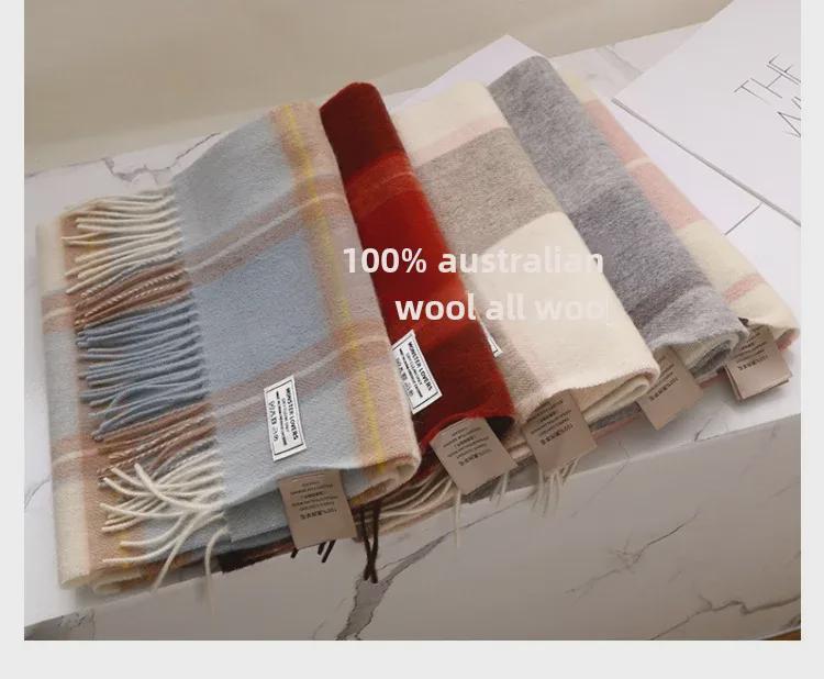 100% Wool Plaid Scarf for Women and Men - Warm, Stylish Gift for Winter