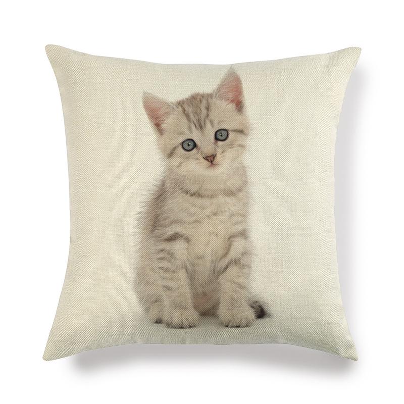 Чехол на диванную подушку из льна с изображением милого кота - Simple Style, специальный выпуск 430