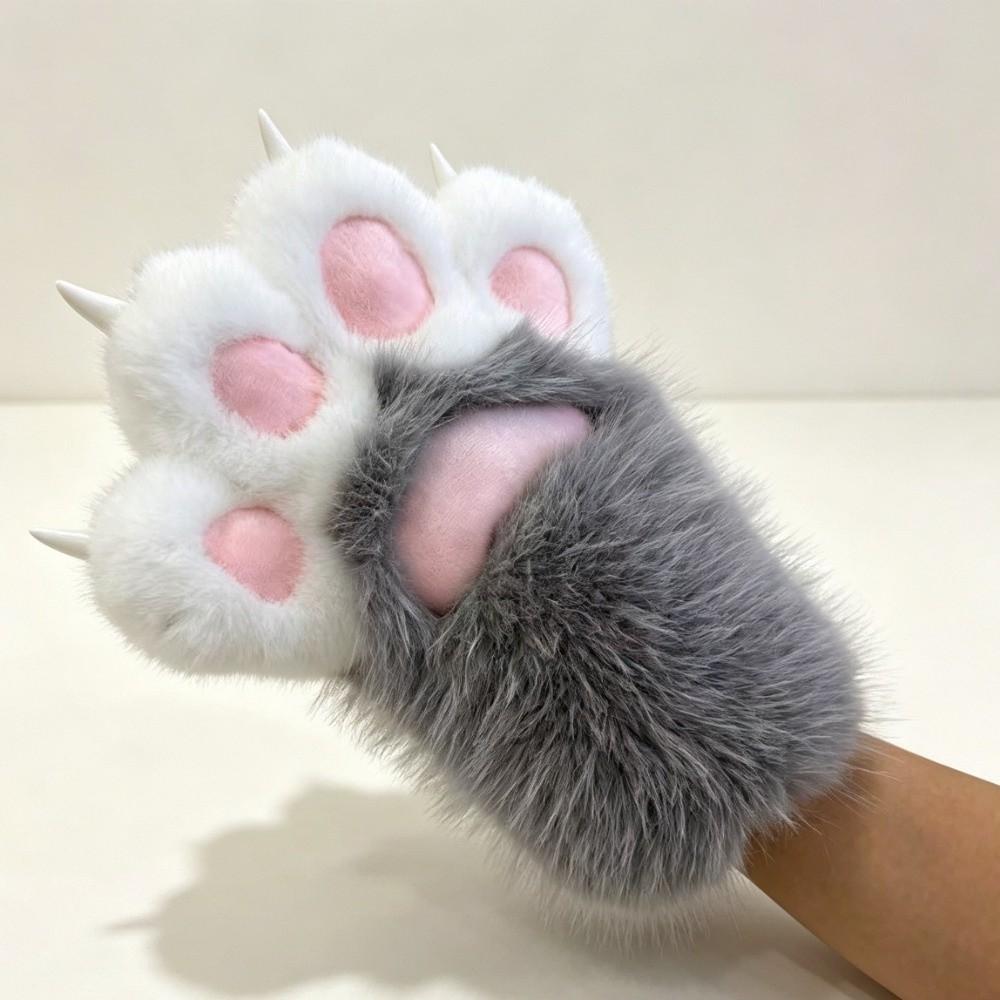 Furry Cosplay Costume Gloves Warm Plush Cat Paw Gloves Cute Cat Claw Mittens Party