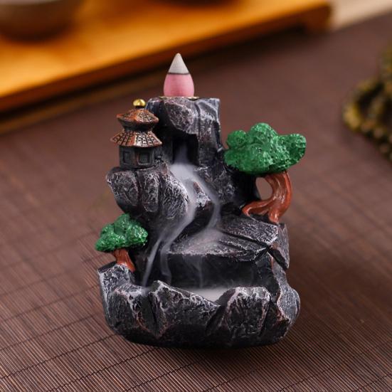 Горелка с обратным потоком, воронка с большим отверстием, быстро дымит, изысканная резная смола, орнамент для ароматерапии, ретро горный водопад, курильница для благовоний, домашний декор