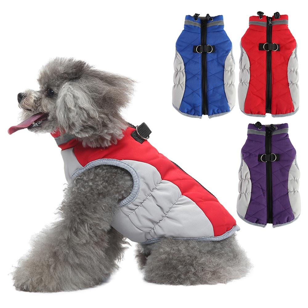 S-XXL Winter Warm Coat With Harness Soft Pet Dog Jacket Windproof Dogs Coat Zipper Thick Padded Warm Coats for Small Medium Dogs