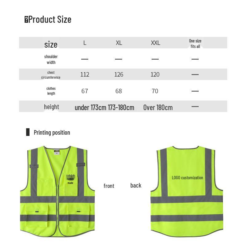 LIKAI Reflective Safety Vest - High-Visibility Construction Traffic Gear, Customizable Fluorescent Workwear.
