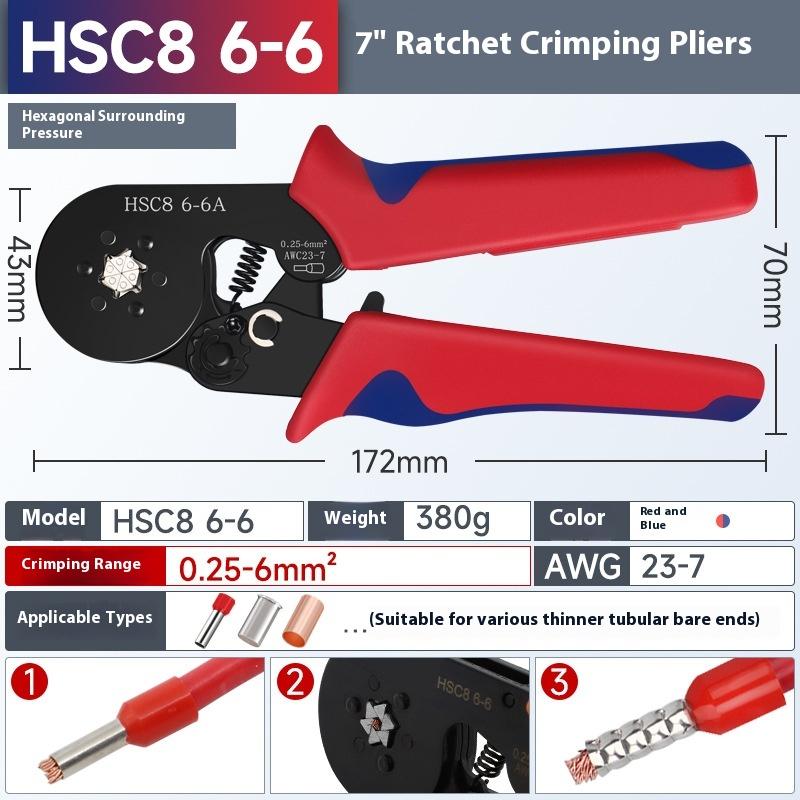 HSC86-6 AWG23-10 Обжимные клещи клещи электрические распределительная коробка для труб мини-клещи HSC8 6-6 0.25-6мм2 щипцы стриппер для проводов