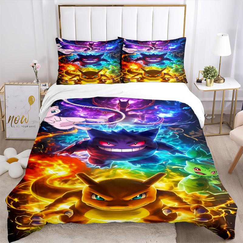 3pcs Pokémon, Charmander Bedding Set. Soft and Comfortable with No Core Included (1x Duvet Cover + 2x Pillow Covers) yy251010221