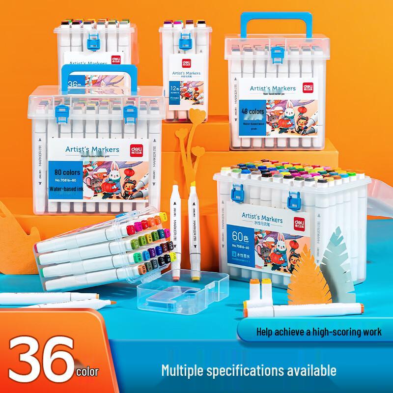 Deli Dual-Tip Water-Based Marker Pen Set