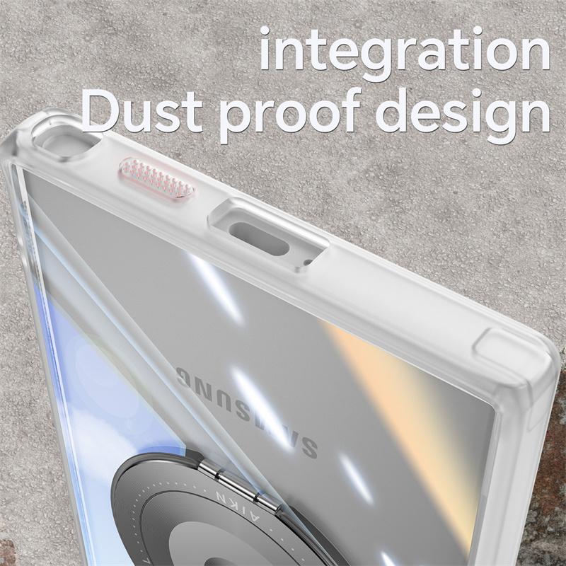 Прозрачный Жесткий Чехол Для Для Samsung Galaxy S25 S24 S23 Ultra Plus Для Magsafe Магнитная Зарядка Ударопрочный Броня Подставка Держатель Чехол