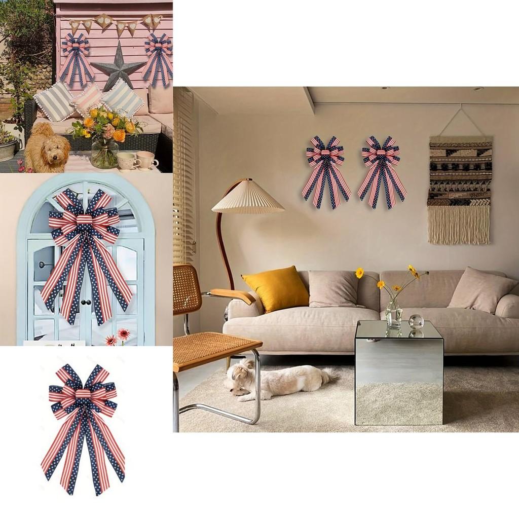 Элегантный патриотический бант из ленты с флагом ко Дню независимости США для украшения помещений и улицы на праздники и торжества