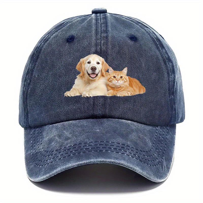 Бейсболки с принтом собаки и кошки Идеальные шляпы для любителей домашних животных Защита от солнца для улицы Универсальные стили для мужчин и женщин