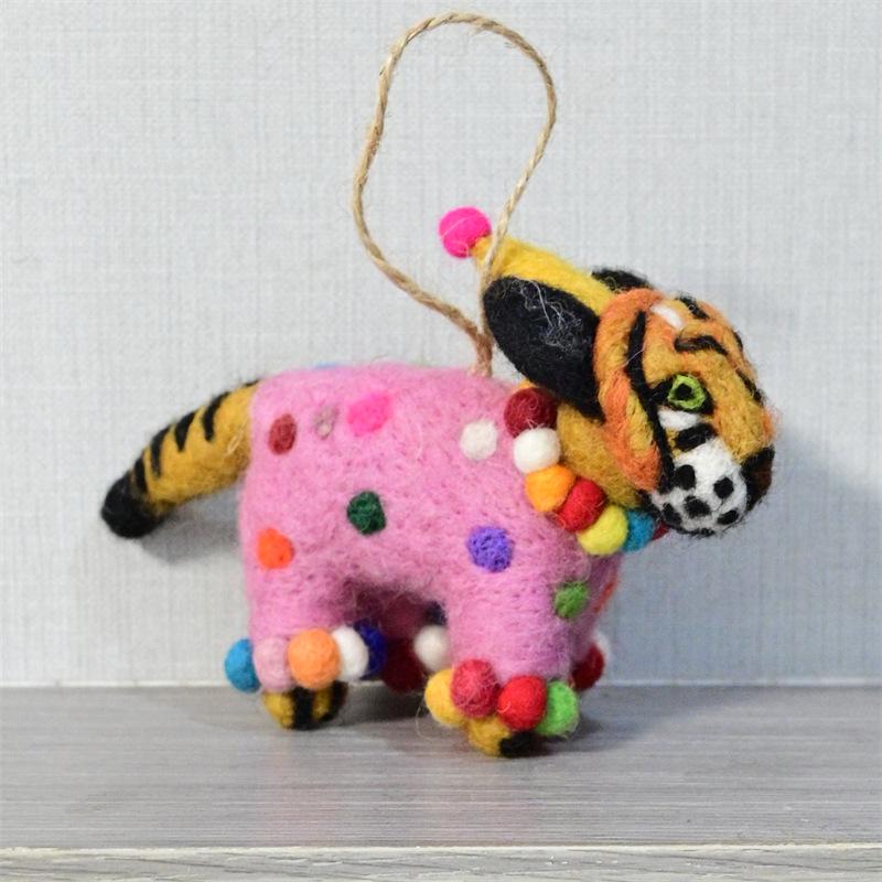 Handmade Wool Felt Tiger and Lion Bag Charm Ornament - Cute Gift Pendant