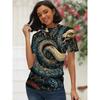 Fashion Snake Pattern Women's T-shirt Large Size Spring/Summer Retro Printed Casual Fashion Women's V-neck Short Sleeve Loose T-shirt