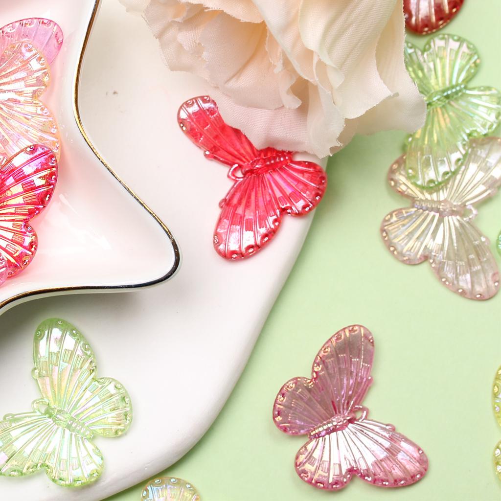 Изготовление браслета из бусин-бабочек ручной работы для ожерелья, материал ручной работы, модные 100 шт., модные ювелирные аксессуары, лазерные красочные