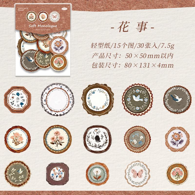 Journal GO 30pcs Vintage Round Memo Pads Material Paper Junk Journal Scrapbooking Planner Decoration Background Paper