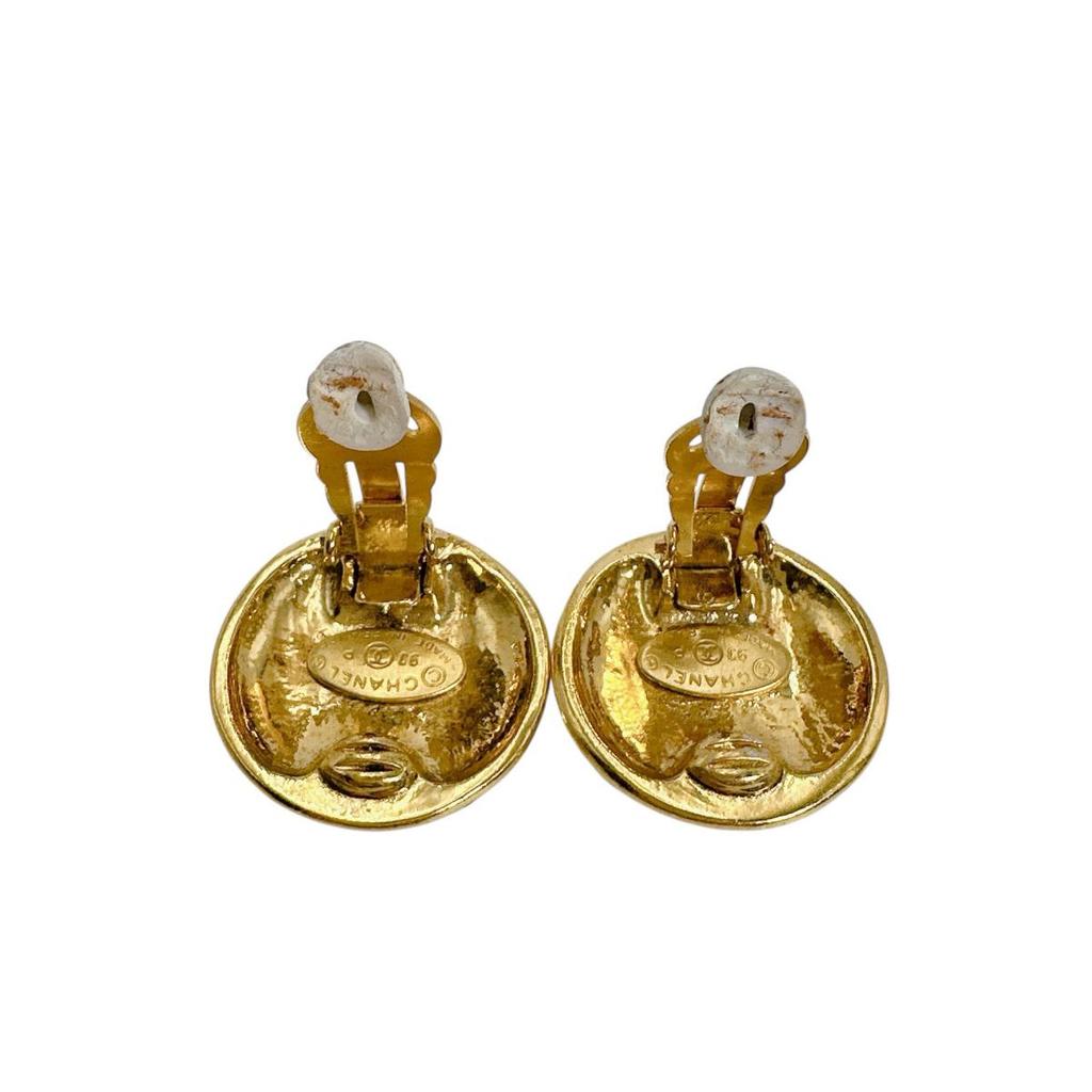 CHANEL Vintage large COCO Mark Earring metal gold Women Used
