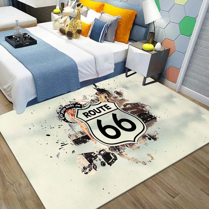 15 размеров Ковер с рисунком знака Route 66, Материнской дороги, Ковер для дома, гостиной, спальни, дивана, придверный коврик, декор, Нескользящий коврик для пола