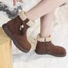 Женские зимние ботинки на толстой подошве, бархатные и более толстые, новая коллекция осень-зима 2025, хлопковые ботинки с Северо-Востока, теплые и нескользящие, кожаные короткие ботинки