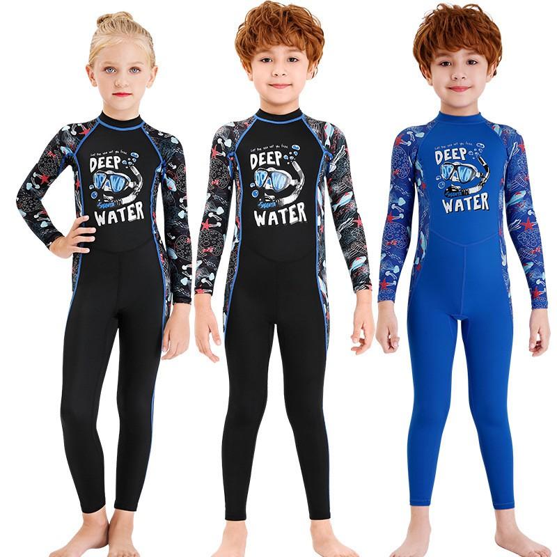 Kids UV Protection Rash Guard Swimsuit Long Sleeve Dive Suit Boys Girls Quick Dry Snorkeling Swimming Pool Beach